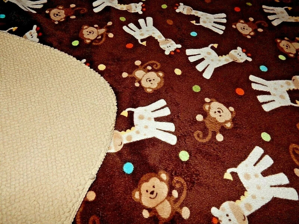 Manta edredón 1D recién nacido jirafa mono lunares terciopelo sherpa bebé cuna Foto 4 de 4