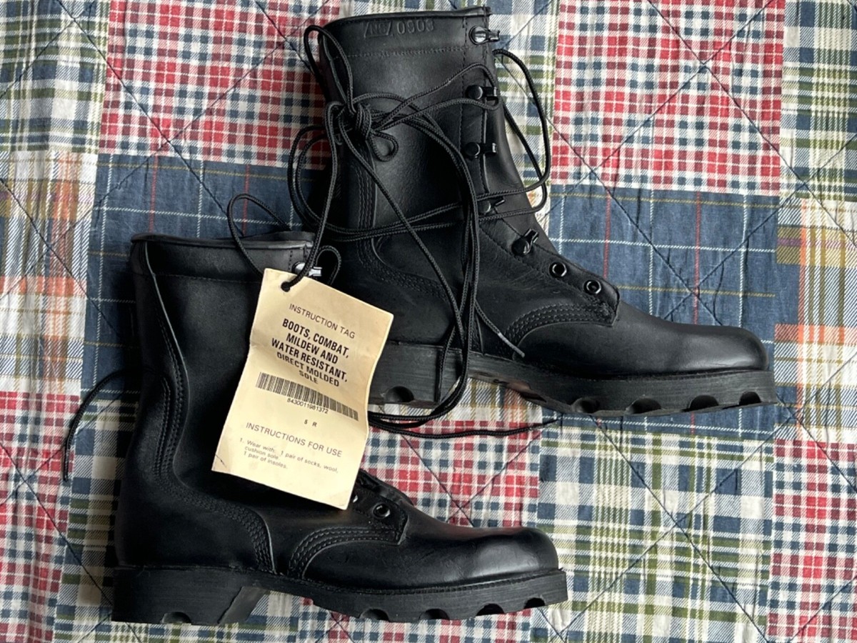 希少Military 軍 Boots leather 26.5〜27 NS 0903 Military Leather Combat Boots New Old Stock Size 5R | eBay