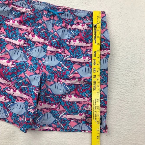 Vineyard Vines Swim Trunks Shorts Boys XL (18) Pink Blue AOP Fish Mesh Liner Kid - Picture 6 of 13