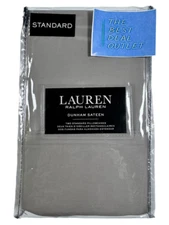New Lauren Ralph Lauren Set of 2 Standard Pillowcases Dove Gray Dunham Sateen