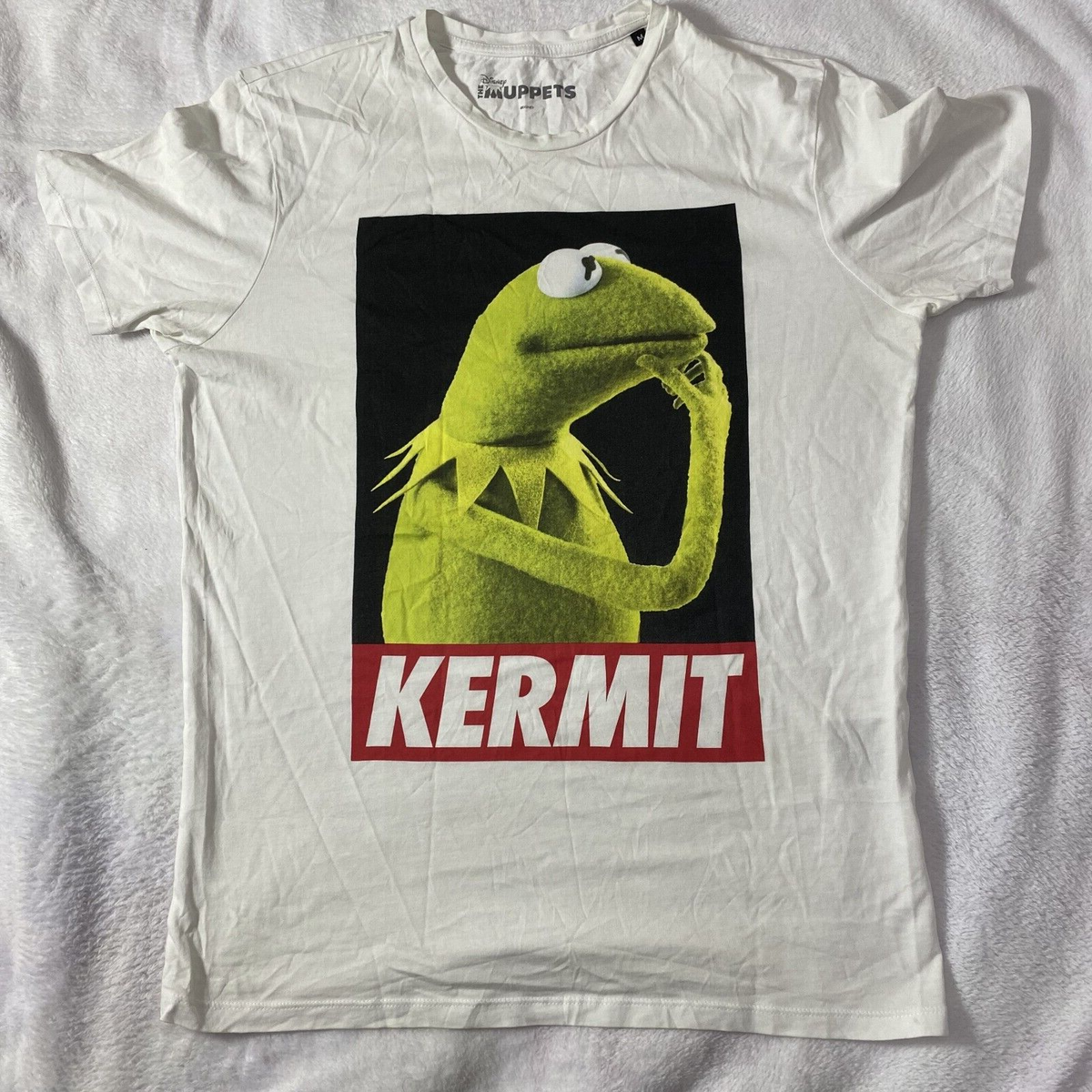 Disney Muppet Kermit Frog T Shirt Size M Supreme Font | eBay