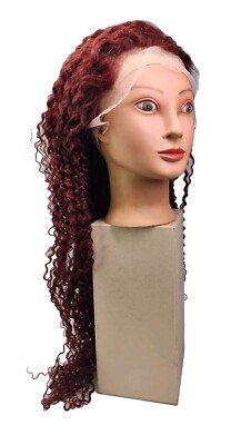 ZLike 28in. Reddish Brown Sleek Wet Look Curly Transparent Lace Front 13x4 Wig