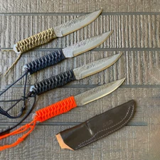 Full Tang Outdoor Forged Knife Paracord Handle w/Leather Sheath Tosa Japan