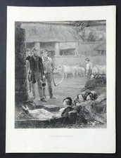 Flanierende Spieler von Pinwell proben in einer Scheune, 1873 original gravierter Druck