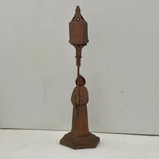 Vintage Early 20th C. Vantines Bronzed Monk Incense Burner Figurine with Lantern