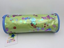 Pencil Case, Large Capacity Pencil Pouch with Zipper Green with Confetti