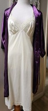 Vintage Night Gown Chemise Slip Lace Trim Size M  Satin Robe