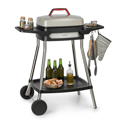 Elektrogrill Terrassen Standgrill BBQ Thermostat Grillhaube 2000W beige