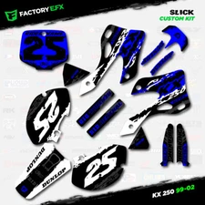 White & Blue Slick Graphics Kit fits 99-02 Kawasaki Kx250 Kx 250 Decal Sticker