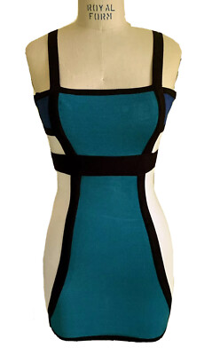 bebe blue bandage dress Color Block Bandage Dress Golden Nude main image 0