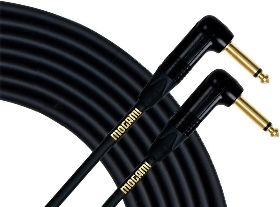 GOLD INSTRUMENT-1.5RR Pedal/Effects Cable, Gold 1/4" TS Right Angle Plugs, 18”