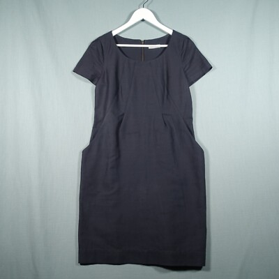 Whistles Midi Dress Womens 12 Blue Short Sleeve Wrap Pockets Slit Preloved  UK