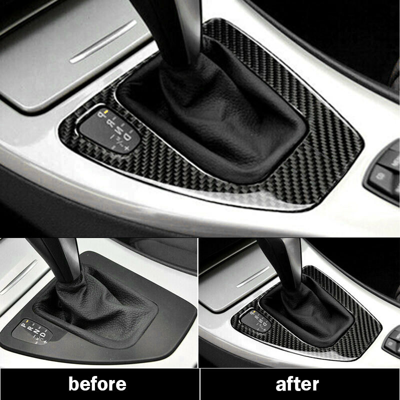 Carbon Fiber Interior Gear Shift Panel Trim Sticker For BMW 3 Series E90 2005-12