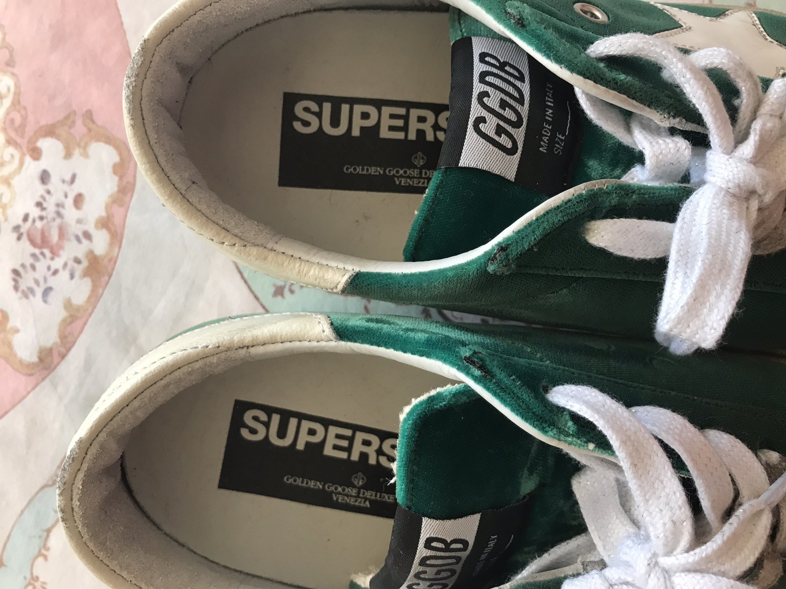 green velvet trainers