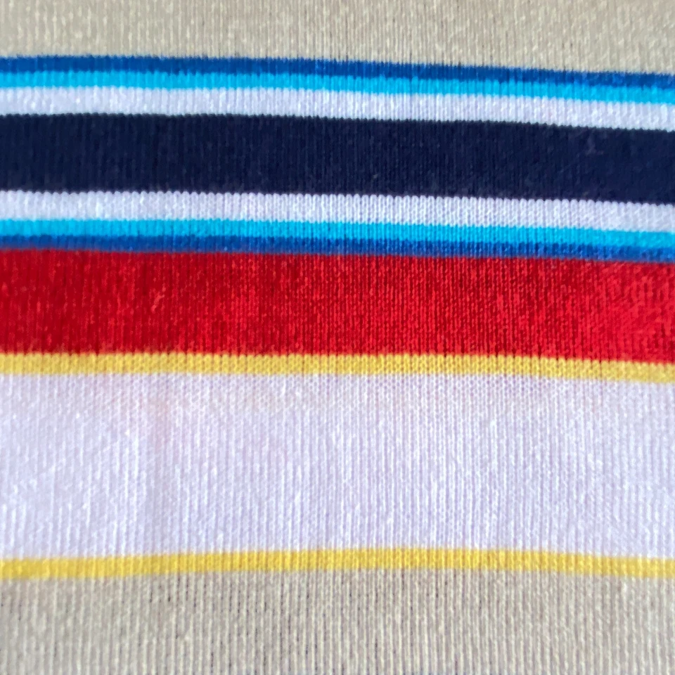 1 YD Vintage Stripe Knit Fabric Red Blue Tan - Image 3 of 4