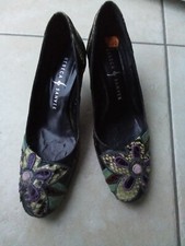 Vintage Rebeca Sanver Pumps in 37 schwarz grün lila Schuhe y2k Bj. 2000