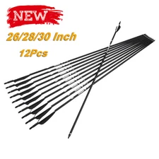 12Pcs 26/28/30" Archery Carbon Arrows for Compound Recurve Bow Hunting Outdoor 