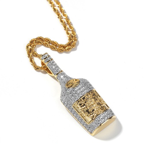 Krone Kreuz Anhänger Kupfer Vergoldet Zirkon Hip Hop Unisex Halskette Anhänger