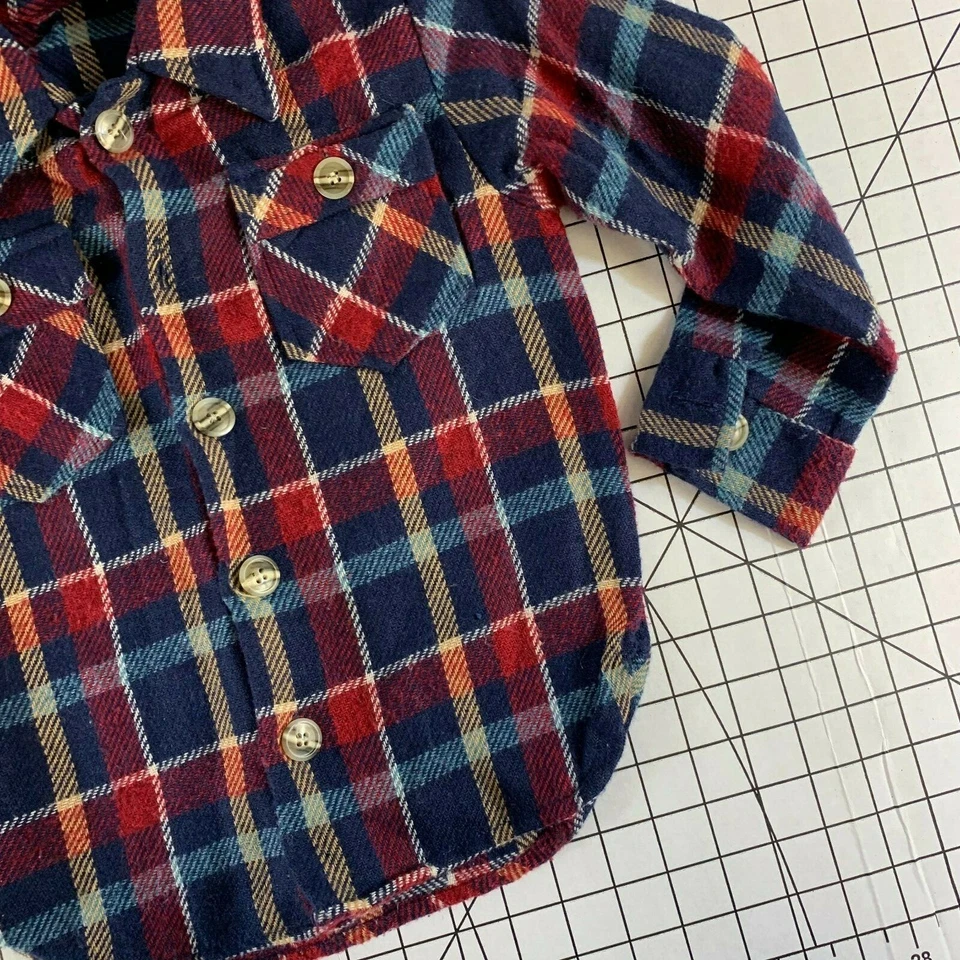 Chaqueta Camisa Acrílica Vintage Años 60 70 Niños Jóvenes Niños Franela Cuadros CPO Foto 2 de 4