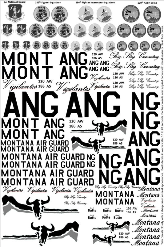 Montana Air Guard Decal 1/32 1/48 1/72  C-130 F-16 F-15 F-86 F-89 P-51 F-102 ANG