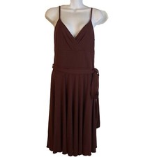 Loft Ann Taylor Woman's Strappy Maroon Dress Size 4, Side Zip, Belt