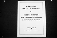  Webster Chicago 78,79,80,81,180,181 Wire recorder mechanical service manual