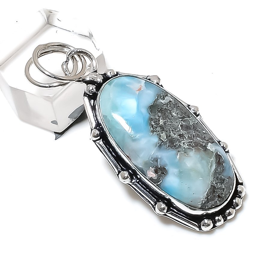 ◯larimar◯ Natural Caribbean Larimar Gemstone 925 Sterling Silver Gift