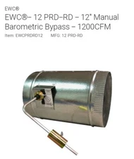 EWC CONTROLS 12" PRD-RD"ULTRA-ZONE" BAROMETRIC BYPASS DAMPER  plus 12" FLANGE