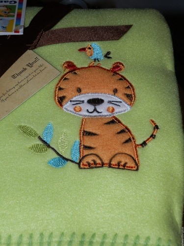 GARANIMALS BLANKET JUNGLE LION BIRD LEAVES SAFARI GREEN FLEECE SOFT SWADDLE NEW - Picture 2 of 3