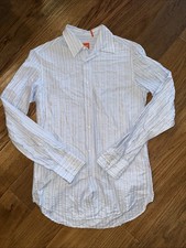 Hugo By Hugo Boss Slim Line Sz XL Long Sleeve Dress Shirt Blue White Geometric