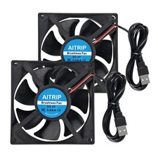 AITRIP 2PCS 80mm USB Fan 5V Brushless 8025 80x25mm for 5V,