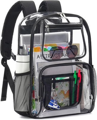 Heavy Duty Clear Backpack for Kids Women Men Boys Girls, 17 Inch Large See throu