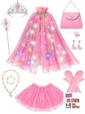 Light Up Princess Dress Up for Girls 3 4 5 6, Toddlers Dress Up Royal Pink