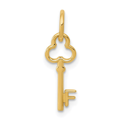 14k Gelbgold Schlüssel Buchstabe F Initiale Charm Anhänger 0,26gm L-15,53mm, B-6,88mm