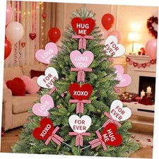 24 Pcs Valentine's Day Decoration Christmas Tree Picks Pink Red Conversation