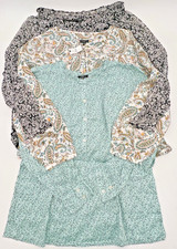 (3) TALBOTS BUTTON NECK PULLOVER TOPS WOMENS SZ LP PAISLEY, GOLD & BLACK, GREEN