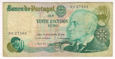 1978 Portugal 20 Escudos 27561 Paper Money Banknotes Currency