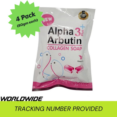 4x Alpha 3 Plus Arbutin collagen Whitening Body Soap Skin Radiance Reduce Acne