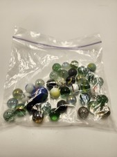 Lot of 38 Vintage Glass Marbles Mixed Styles Swirl Cat's Eye Shooter Collectible