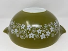 Vintage Pyrex 444 Spring Blossom Green Crazy Daisy Cinderella Mixing Bowl 4 Qt