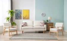 Bahamas Linen Sofa & Chairs Set (Beige)