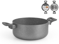 H&h Kasserolle Mit 2 Griffen Antihaft Stein Induktion Grau