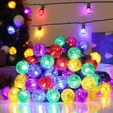 Christmas Round Tinsel Globe Lights Multicolored G30 Christmas Lights String New