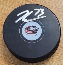 Autographed JET GREAVES Columbus Blue Jackets Hockey Puck - w / COA