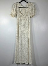 REFORMATION LACEY SMOCKED SLEEVE POLKA DOT MIDI DRESS WOMEN'S SIZE 2.