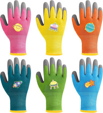 6 Pairs Children Gardening Gloves Toddler Yard Work Gloves Kids Rubber Coated...