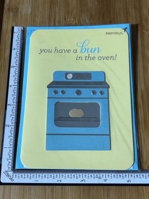 Papyrus Greeting Card New Envelope Congratulations Baby Welcome Boy Bun in Oven3
