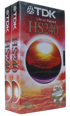 TDK Lot 2 Cassette VHS Premium 4 heures pour magnétoscope NEUVE (Réf#J-563)