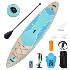 Image of 11FT SUP Paddle Board Inflatable Sports Surfboard Complete Kit 335*84*15cm Oak