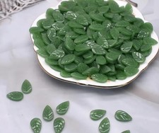 Czech Glass Milky Green Leaf Beads 20 Piece  A4 